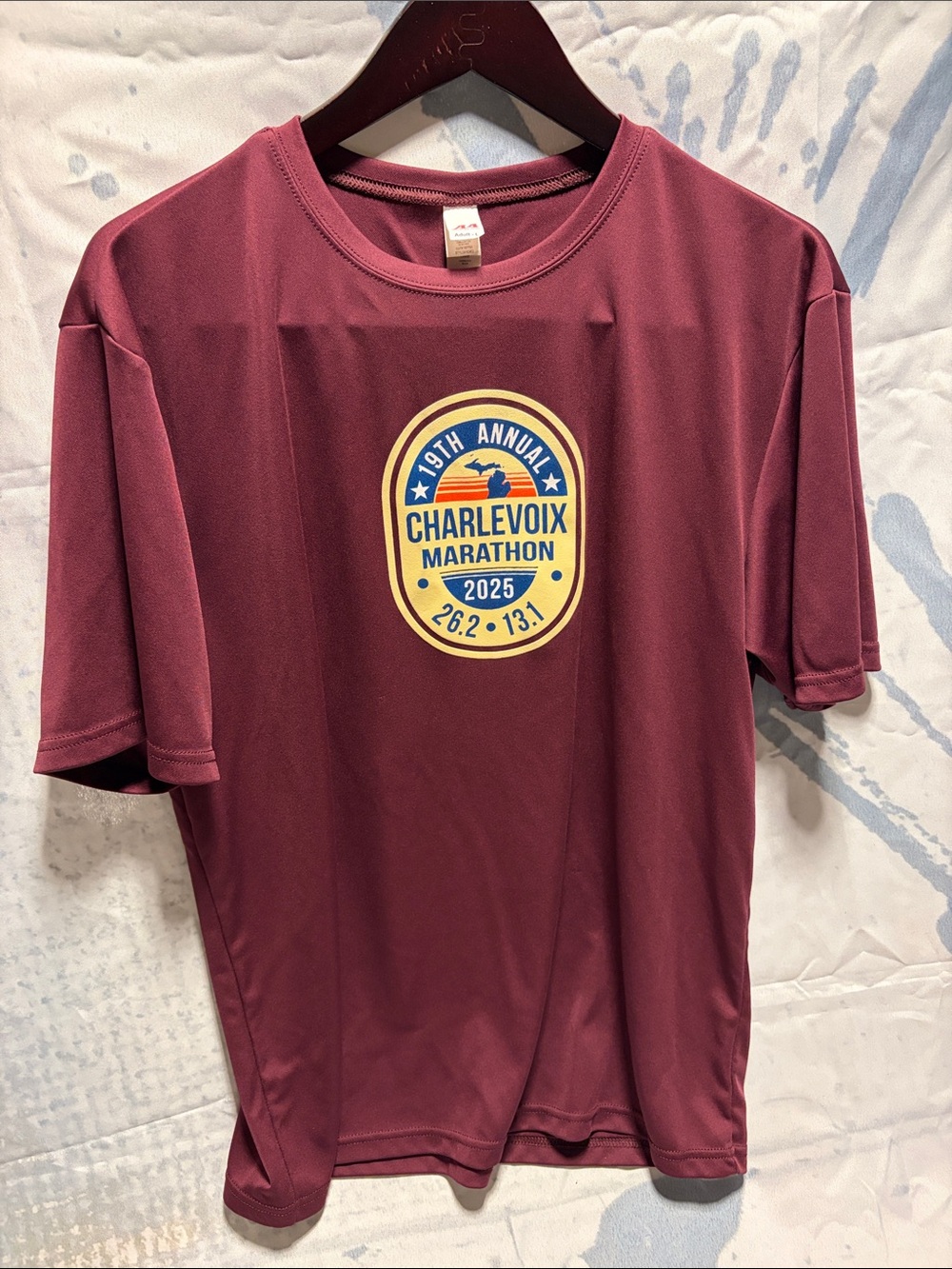 Charlevoix Marathon 2025 Short Sleeve Tee - Maroon